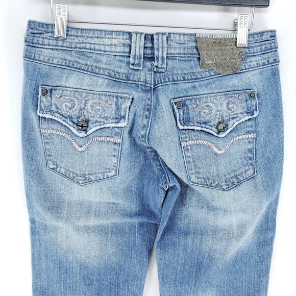 Industrial Cotton Denim Capri Women's Size 7 Light Wash Stretch - Picture 4 of 7